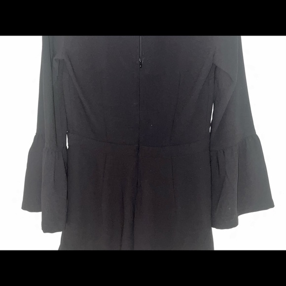 Long, bell sleeve business casual romper, black - Picture 4 of 6